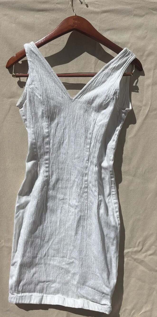 Brand unknown: white denim dress , low back